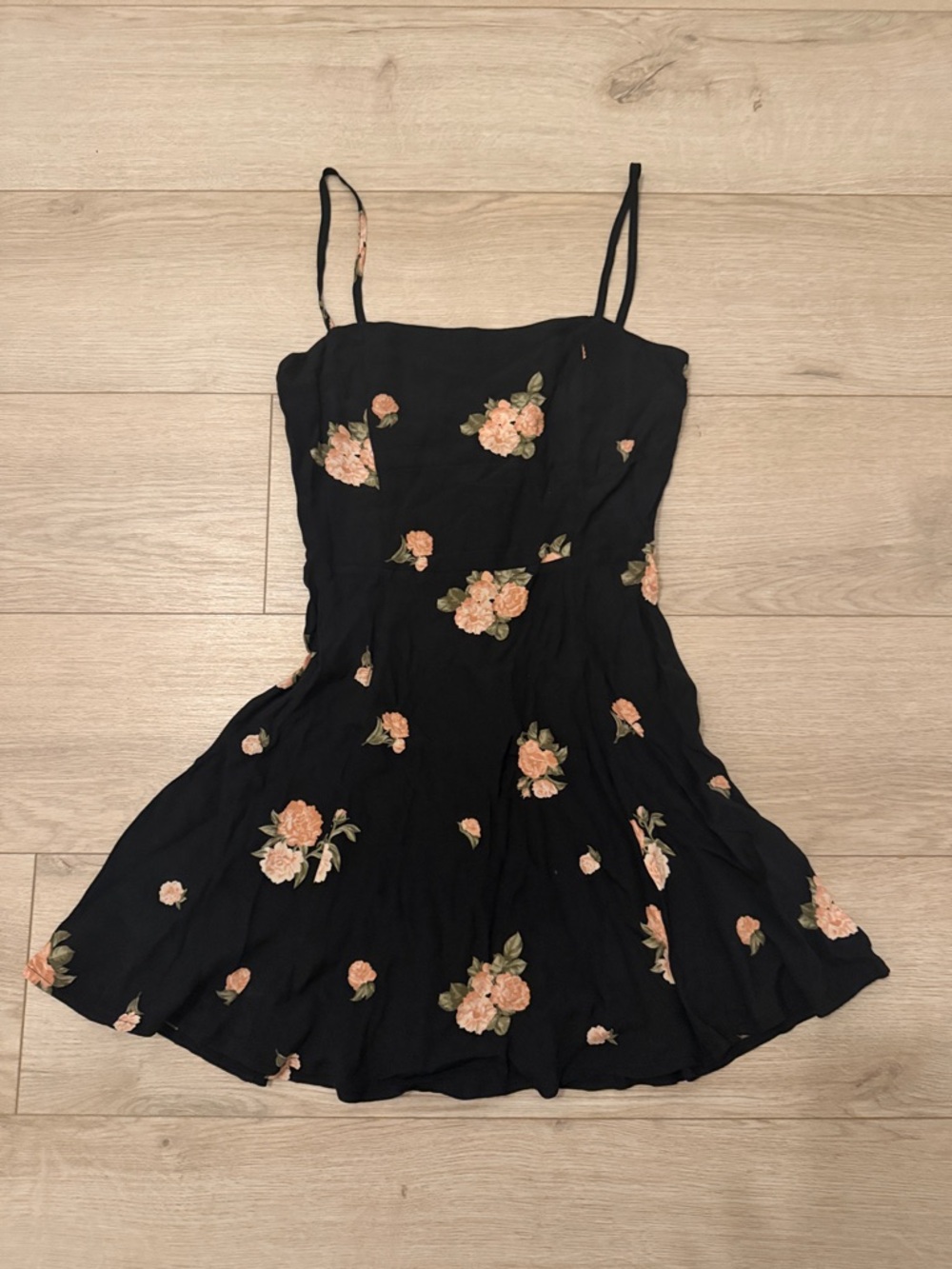 Black Floral Spaghetti Strap Dress